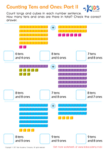 Counting Tens and Ones: Part 2 Worksheet, Free Printable PDF for Kids